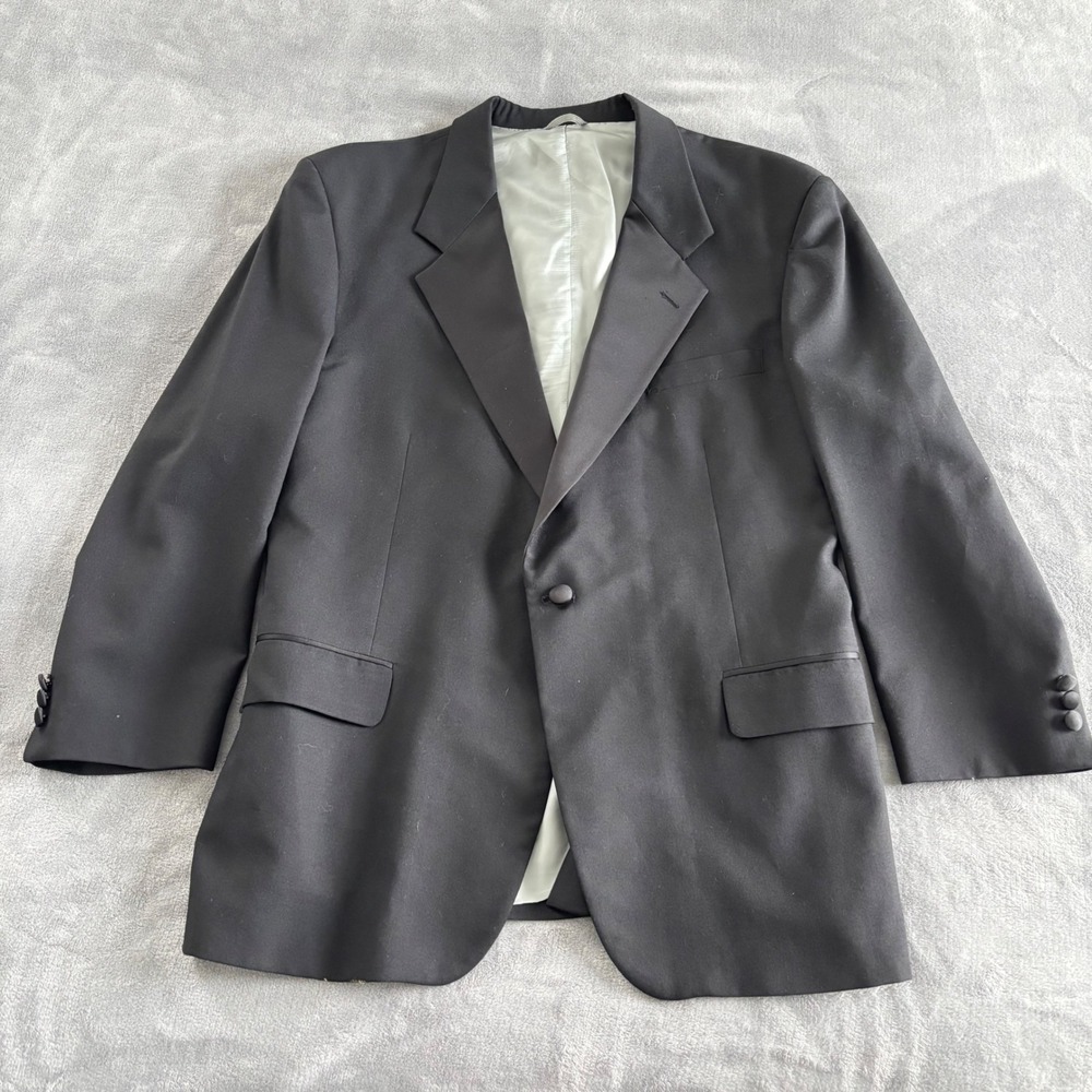 Giorgio Fellini Mens Black Blazer‎ Jacket Suit Coat Formal Business 44R Slim Fit